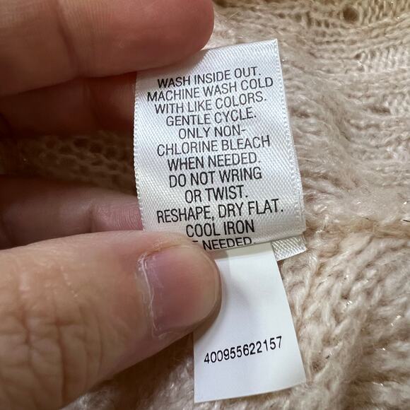 Y2K Apt 9 Womens Cowl Neck Open Knit Sweater Pullover Slouch Fit Pink Gold Large - Picture 10 of 10